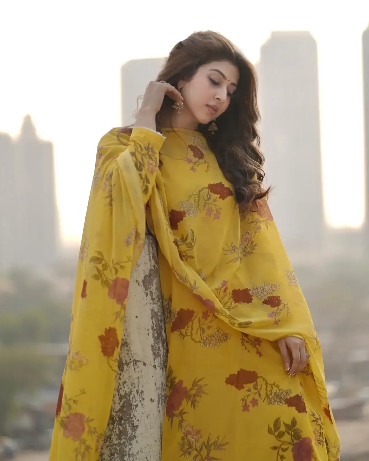 Hindi Tv Actress Sonarika Bhadoria Long Hair in Yellow Dress